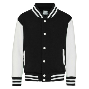 Blousons universitaires pour hommes grandes tailles, en polaire noir et blanc, décontractés, vierges pour la vente en gros, personnalisables avec logo, pour l'automne - Product Image 1