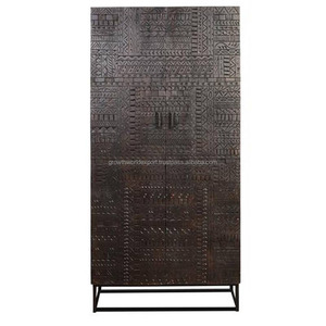 Ancient Wabi Sabi Style Solid Wooden Dining Cabinet Light Luxury <b>Retro</b> New Floral Carving with Wardrobe Storage - Product Image 1