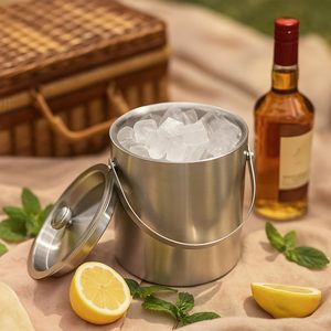Stylish entertaining contemporary decor luxury dining accessory metallic ice bucket copper finish ice bucket lid ice bucket - Product Image 1