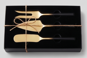 Stainless Steel <b>Cheese</b> <b>Knife</b> <b>Set</b> With Gold Finish And Black Handles Durable <b>Cheese</b> Tools For Serving Use And Hotel Use - Product Image 4