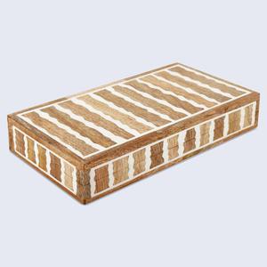 AL MALIK CRAFT AMC Rectangular Wooden Storage Box Blue <b>Mosaic</b> Pattern Gold Trim 0-1L Capacity Jewelry Organizers for Christmas - Product Image 3