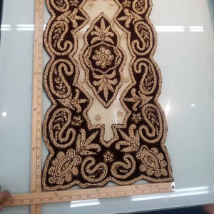 Hand beaded <b>table</b> <b>runners</b> on tulle fabric with velvet. Size inches by inches. Usable for Home decor - Product Image 1