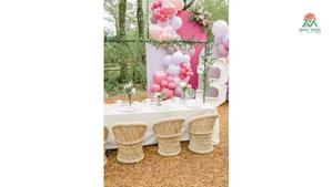 Silla infantil de ratán, para uso en exteriores, diseño moderno, apta para niños de 3 a 8 años, decorada con globos rosas, fiesta de cumpleaños - Product Image 2