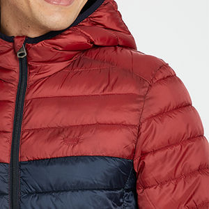 Chaqueta Acolchada con Capucha para Hombre, Color Rojo y Azul Marino, Cortavientos, Informal, para Invierno, con Cierre de Cremallera, Poliéster Grueso - Product Image 4