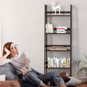 Libreria in Bambù a 5 Ripiani WTZ, Scaffale Moderno Aperto Nero BC 238 per Camera da Letto, Soggiorno, Ufficio - Product Image 4