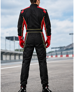 Combinaison de course automobile pour homme, noire et rouge, respirante, en polyester/nylon, séchage rapide, imperméable, manches longues, impression par sublimation - Product Image 3
