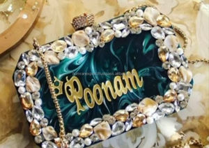 Pochette en résine aspect marbre de meilleure qualité de l'Inde sac à main/sac à bandoulière pour les fêtes de mariage matériau métallique cadeau de retour de mariage - Product Image 3