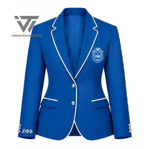 Wholesale Greek Zeta Phi Beta Sorority Clothing Women's Trimmed Single Breasted Blazer Jacket Embroidered Formal Business <b>Coat</b> - Product Image 1