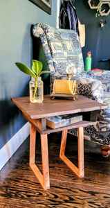 Table d'appoint en bois de qualité supérieure avec étagère ouverte, table d'appoint rustique moderne, meubles en bois naturel pour salon, chambre à coucher - Product Image 3