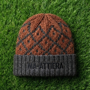 Gorro de Punto Personalizado con Patrón Marrón y Gris, Gorro de Invierno Cálido con Borde, Venta al Por Mayor - Product Image 6