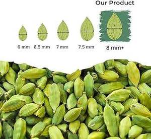 Vainas de Cardamomo Verde Natural Enteras de 8mm, Tamaño Grande, Proveedor de Especias de Exportación Premium, Grado Alleppey, Envasado al Vacío, 2 Años de Vida Útil - Product Image 2