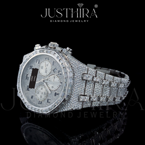 Reloj de Lujo con Diamantes de Moissanita y Cuarzo, Estilo Moderno y Elegante, de Buena Calidad, Estilo Hip Hop Urbano, Disponible en Grandes Cantidades, India - Product Image 3