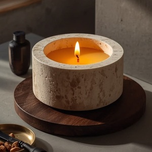 Portavelas de piedra verde, soporte decorativo para velas, soporte de piedra natural, decoración escultural para el hogar, portavelas de mesa, portavelas rústico - Product Image 3