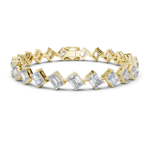 Emerald Cut Lab Grown Diamond Tennis <b>Bracelet</b> 13.75 CTW DEF VVS 14K Solid Gold Rhodium Plated Women's Anniversary Gifts Fine - Product Image 2