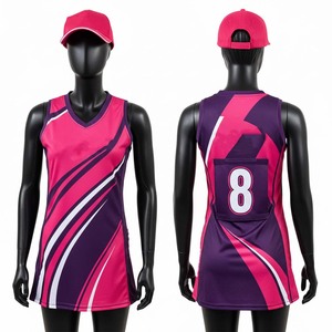 Men's 7V7 Netball Uniform Breathable Micro Interlock Polyester <b>Red</b> Black White Cross Panel Sublimation Custom Logo Kits - Product Image 1