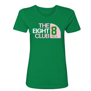 T-shirt AKA The Eight Club 8 en coton premium vert, col rond, manches courtes, doux, respirant, décontracté pour femme - Product Image 1