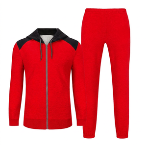 Ensemble de survêtement pour homme gris à capuche, écologique, léger, en polyester/coton, à séchage rapide, avec sweat-shirt à fermeture éclair à manches longues et pantalon - Product Image 3