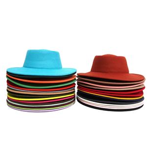 Sombrero Fedora de Color Sólido, Material Vegano de Poliéster y Algodón, Logotipo Personalizado, Ala Ancha, Lana, para Mujer, Fiesta, Festival, Elegante - Product Image 1