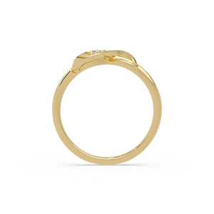 Abstract <b>infinity</b> Loop Band 14k Pure Gold Round Cut Lab Grown Diamond Ring Modern Figure Eight Bridal Guard Engagement Rings - Product Image 3