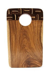 Planche à servir en bois de Suar avec incrustation de coquille de noix de coco 35 cm, planche à découper en acacia, planche de cuisine écologique et durable de Bali - Product Image 2
