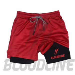 Shorts de sport Bermuda en PU camouflage bleu pour homme BLOODLINE, taille mi-haute élastique, séchage rapide avec logo frontal - Product Image 3