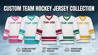 Maillot de hockey sur glace personnalisé avec broderie 3D sublimée, pour clubs professionnels, tissu en maille respirant, manches longues, séchage rapide, sport
