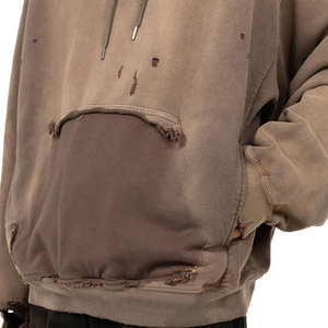 Sudadera con Capucha Oversize para Hombre, Efecto Lavado, Tejido 100% Algodón, Color Sólido, Diseño con Bolsillo, Ropa Casual de Invierno - Product Image 5