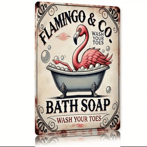 CIFbuy Targa Vintage Rustica in Alluminio a Forma di Fenicottero 20.3x30.5cm per Servizio Ritiro TikTok e Temu - Product Image 4