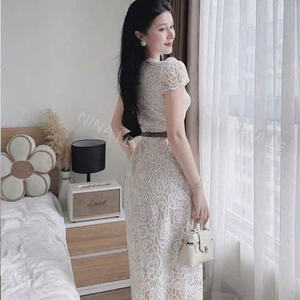 Vestido elegante de manga corta para mujer, ideal para combinar elegancia, comodidad, estilo casual y formal para diversos eventos, maxi de seda. - Product Image 6