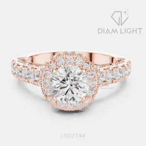 Bague de fiançailles en diamant de laboratoire certifié IGI 1,00 carat, taille ronde, or blanc 14 carats, F+ VS+, pavé, pour mariée, idéale pour offrir - Product Image 3