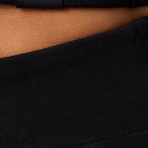 Women's Black Rib <b>Flared</b> <b>Legging</b> High Waisted Stretch Yoga Pants Sculpting Fitness Trousers Gymwear Activewear Apparel - Product Image 3