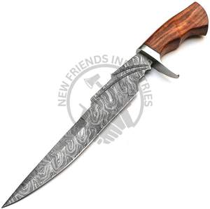 Couteau de camping à lame fixe, édition limitée, fait main, 19 pouces, acier Damas, couteau de chasse d'extérieur avec manche en bois de rose, couteau de survie - Product Image 1