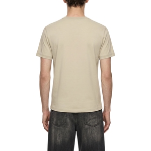 T-shirt en coton uni beige à col rond coupe classique pour homme, basique décontracté à manches courtes, vente en gros, t-shirt vierge - Product Image 5
