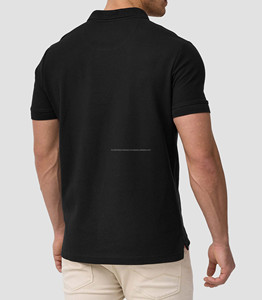 เสื้อโปโลแขนสั้นสีดำสำหรับผู้ชาย ผ้าฝ้าย 100% ผ้าปิเก้ถัก ระบายอากาศได้ดี ดีไซน์เรียบง่าย สวมใส่สบาย ทรงปกติ - Product Image 2