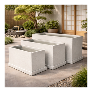 Elegant Fiberglass <b>Planter</b> Box Lightweight Durable <b>Outdoor</b> Flower Pot Black White Brown Green Custom Available - Product Image 1