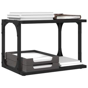 Support d'imprimante en bois d'ingénierie noir à 2 niveaux 16,1''x11''x13,2'' avec organisateur de bureau et tiroir - Product Image 6