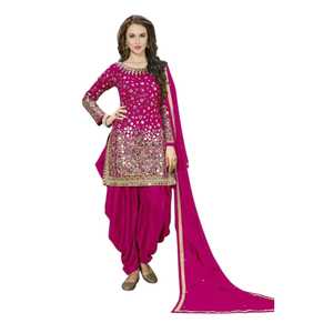 Kurti rosa bordado con pantalones Dhoti y Dupatta, conjuntos indios y pakistaníes, ropa tradicional para bodas, conjunto Anarkali para mujer - Product Image 1