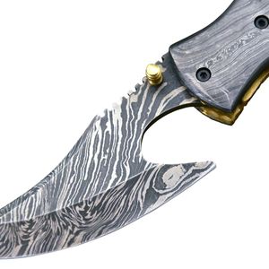 Couteau de chasse artisanal à lame fixe, lame en acier Damas, manche en bois, étui en cuir, équipement de survie pour le camping en plein air - Product Image 5