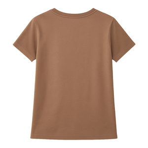 Camiseta de Manga Corta con Cuello en V para Mujer, Color Marrón, 100% Algodón Orgánico de Lujo, Preencogido, Certificado GOTS, Ajuste Suave y Transpirable de Primera Calidad - Product Image 2