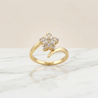 Bague de fiançailles classique pour femme en or massif 14 carats, certifiée GGL, sertie de diamants naturels couleur H taille brillant, motif étoile fleurie