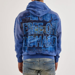 เสื้อฮู้ดดี้ผ้าเฟรนช์เทอร์รี่ปักลายตามสั่ง ประดับคริสตัลหรูหรา ซิปหน้า ผ้าฝ้ายหนานุ่ม ซักย้อมสีเอซิด สไตล์ดิสเทรส - Product Image 2