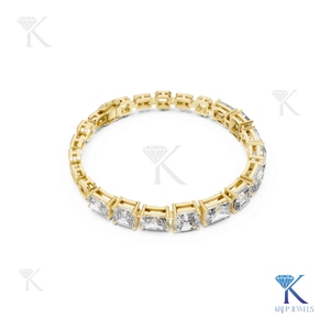 Lab Grown Diamond Radiant & Ascher Cut Tennis <b>Bracelet</b> 14K 18K <b>Solid</b> Gold Fine Women Luxury Bridal Jewelry Manufacturer - Product Image 1