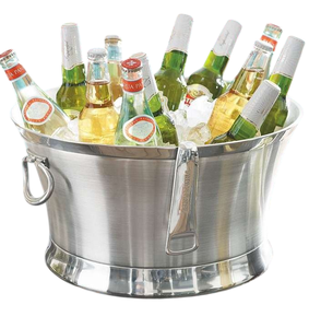 Stainless Steel Oval Beverage Tub Metal Wine Ice <b>Bucket</b> with Bottle Opener <b>Drink</b> Chiller for Home Bar Party Tub - Product Image 1