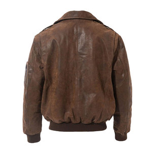 Chaqueta de cuero marrón para hombre con cuello de piel de oveja, talla grande, estilo motero, cierre de cremallera, informal elegante para otoño/invierno - Product Image 5