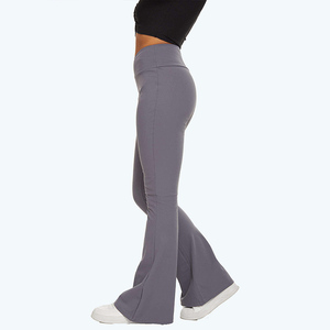 Leggings Estilo Flare de Alta Elasticidad, Clásicos, Lisos, Teñidos, Casuales, para Hacer Ejercicio al Aire Libre, Correr, Pantalones Flare de Verano - Product Image 2