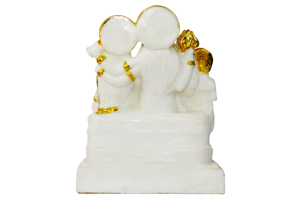 White <b>Gold</b> Marble Dust Shiv Pariwar <b>Statue</b> Handmade Molded Durable Religious Figure Traditional Decor Tabletop Display Diwali - Product Image 3
