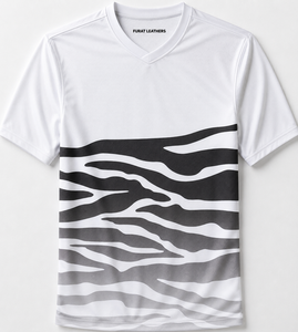T-shirt en cuir sublimé à col rond pour homme, manches courtes, anti-humidité, motif rayé, coupe classique, vêtements de football pour adulte - Product Image 1