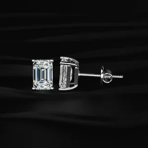VVS-VS Clarity <b>Emerald</b> Cut Diamond <b>Earrings</b> Fine Diamond <b>Earrings</b> Indian Style Diamond <b>Earrings</b> with IGI Certified <b>Earrings</b> - Product Image 4