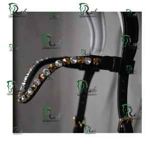 Brida para Caballo de Cuero Genuino Hecha a Mano Rub International - Incrustaciones de Cristal Brillante - Acolchado Anatómico Suave para Equitación - Product Image 2