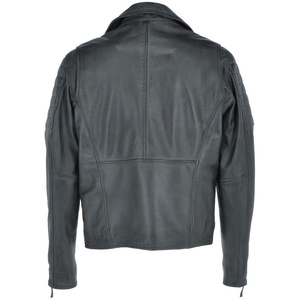Vestes de moto en cuir véritable gris uni vintage de haute qualité pour hommes, vente en gros, qualité supérieure, modèle RL-LJ-61 - Product Image 5